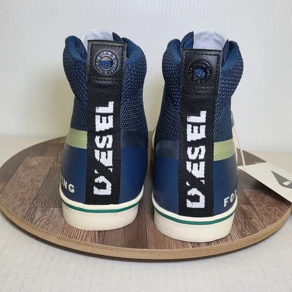 Diesel S-Dvelows High Top Sneakers Mens 12.5 Navy Blue Suede Mesh Casual Shoes